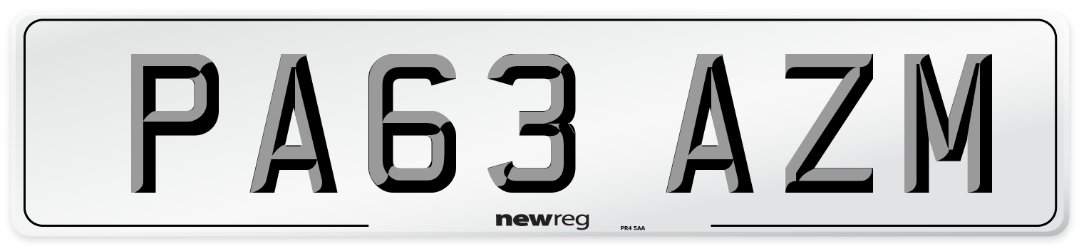 PA63 AZM Number Plate from New Reg
